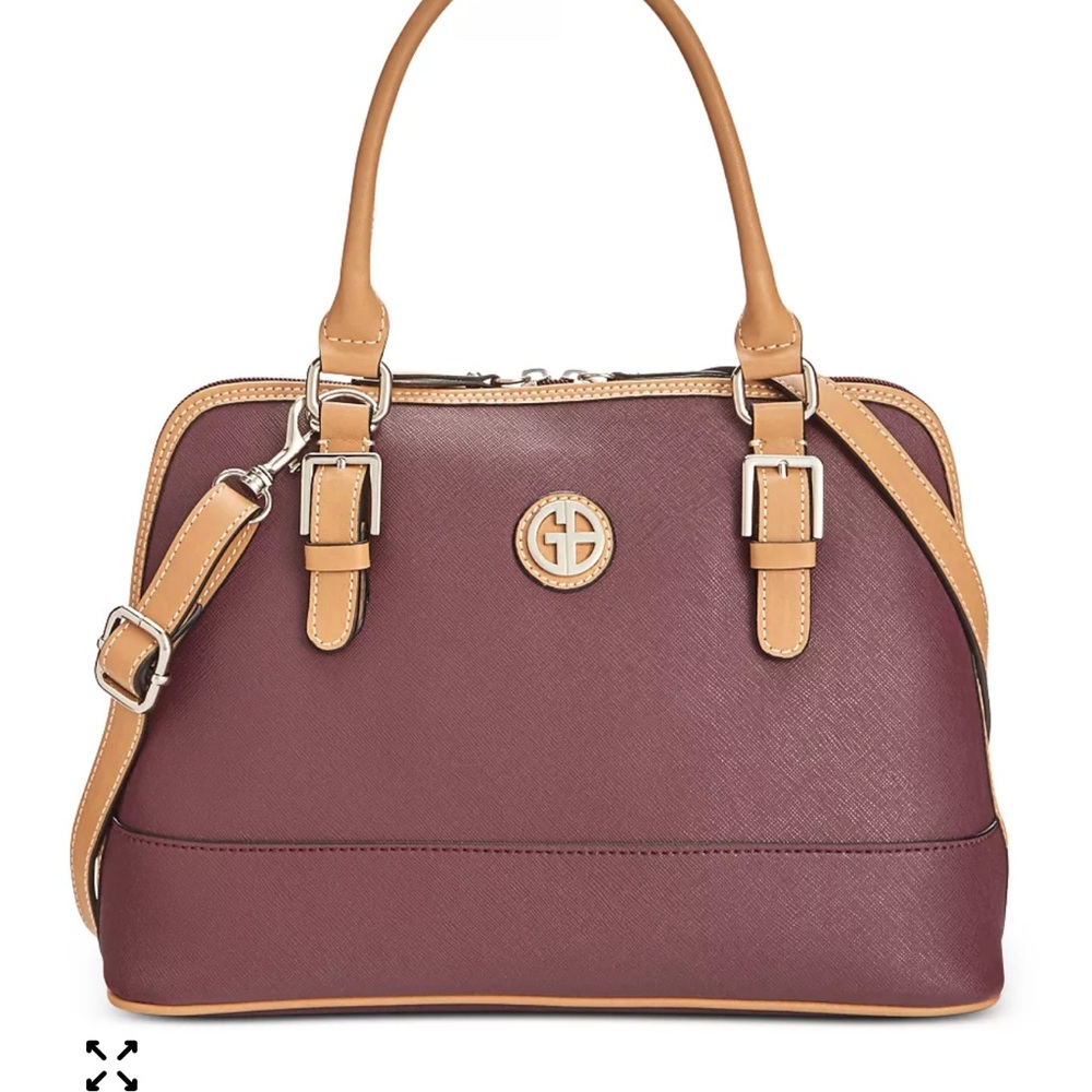 Elegant Burgundy Handbag with Tan Accents